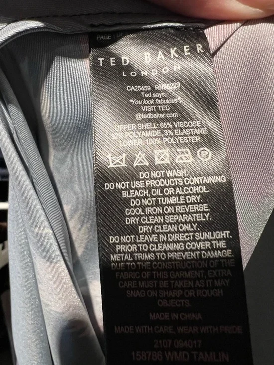 Ted Baker Black Knit Top Midi Dress with Multi Abstract Print Skirt - Picture 7 of 7